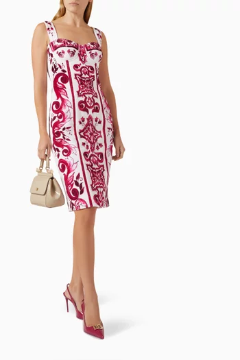 Majolica-print Midi Dress in Cotton