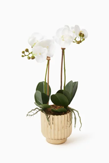 Artificial Orchid Small Arrangement in Golden Pot