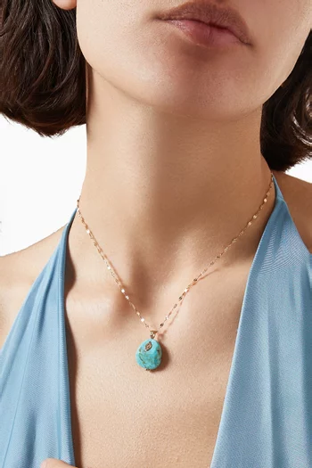 Arles Diamond & Turquoise Pendant Necklace in 14kt Gold