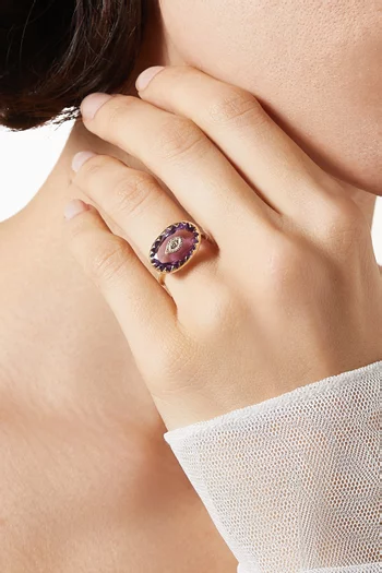 Souad Diamond & Amethyst Ring in 9kt Gold