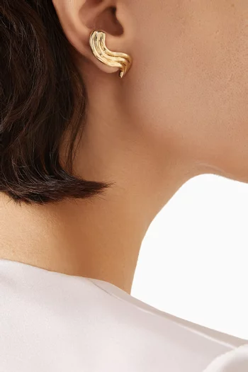 Waves Stud Earrings in Brass