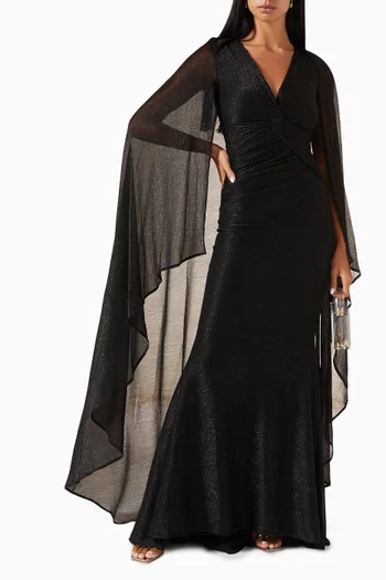 Cape Gown in Metallic-voile