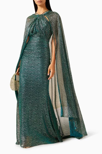 Embellished Cape Gown