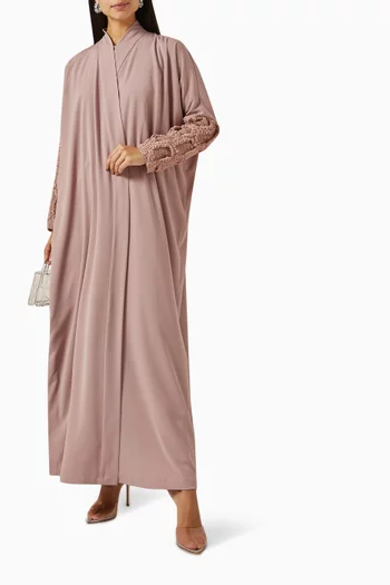 Knotted-sleeve Abaya in Crepe