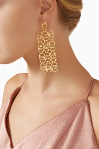 Statement Linked Earrings in 18kt Gold-plated Brass