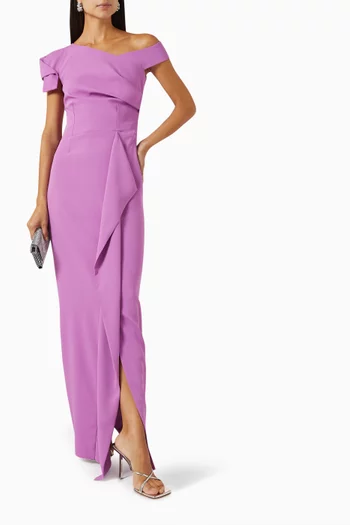 One-shoulder Draped Maxi Dress in Cady