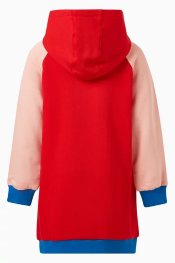 فستان بنمط كنزة بغطاء رأس بتصميم مقسم بالألوان مزيج قطن