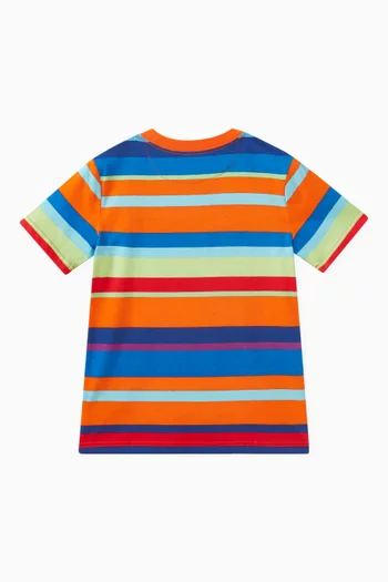 Striped Logo-embroidered T-shirt in Cotton