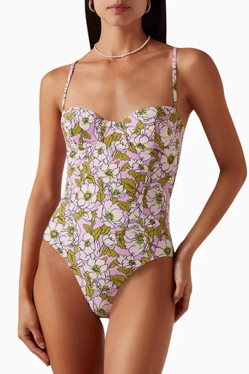 Floral Underwired One-piece Swimsuit in Nylon