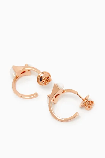 Cleo Diamond Open Hoop Earrings with White Agate in 18kt Rose Gold