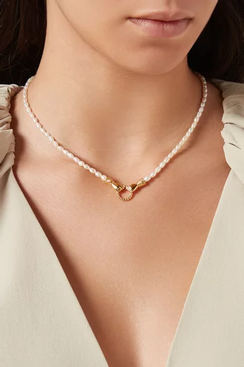 x Harris Reed Good Hands Pearl Necklace in 18kt Gold-plated Recycled Brass