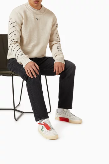 Low Vulcanized Distressed Sneakers in Calf Leather
