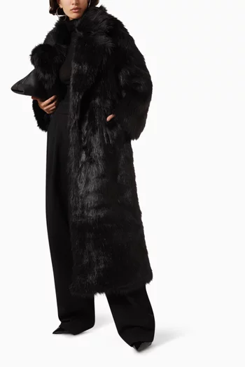 Joan Long Coat in Faux Fur