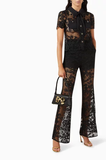 High-rise Flared Pants in Lace