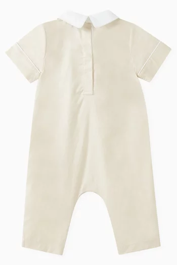 Button-applique Romper in Cotton