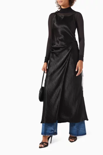 Contrast-stitch Midi Dress in Satin