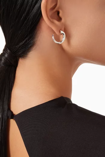Medium Wave Hoop Earrings in Sterling Silver