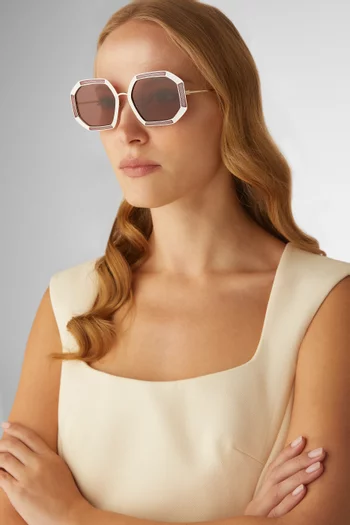 Kira Stripes Irregular Sunglasses in Metal