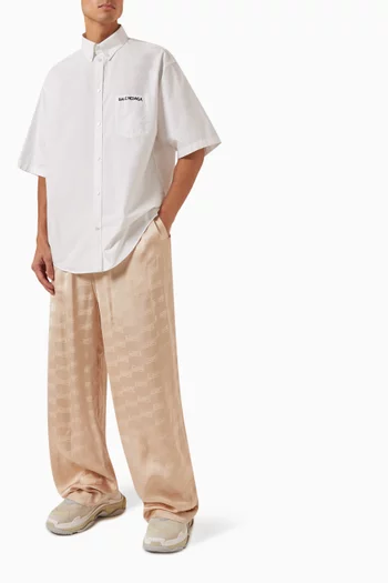 Unisex BB Monogram Loose Pyjama Pants in Satin-jacquard