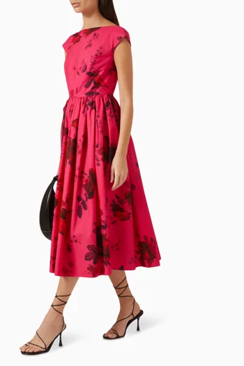 Floral-print Midi Dress in Silk