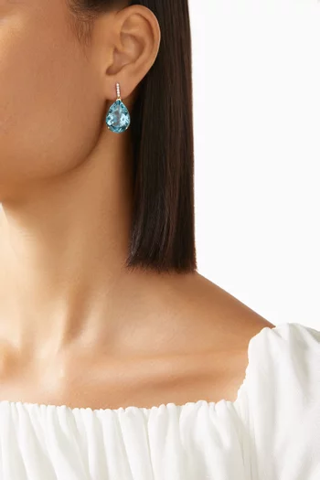 Topaz & Diamond Pear Drop Earrings in 14kt Gold