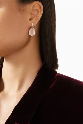 Rose Quartz & Diamond Pear Drop Earrings in 14kt Gold