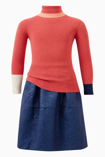 Terra Faceted Seam Skirt in Cotton-blend