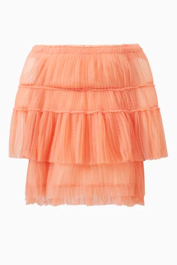 Capelet Pleated Blouse in Nylon