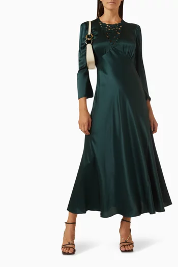 Melinda Midi Dress in Silk-satin