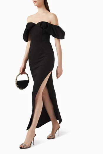 Exuberant Off-shoulder Maxi Dress in Viscose-blend