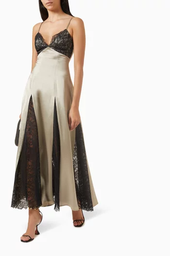 Nora Maxi Dress in Satin & Lace