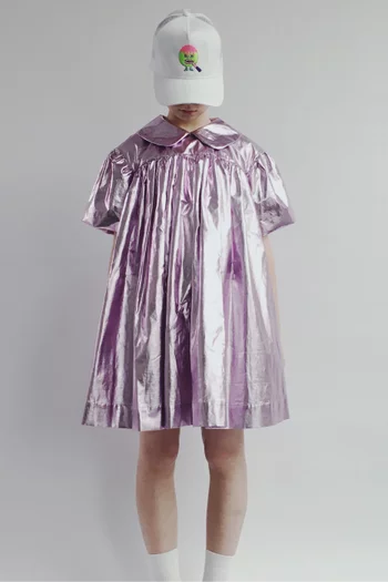 Metallic-effect Shirt Dress in Lamé