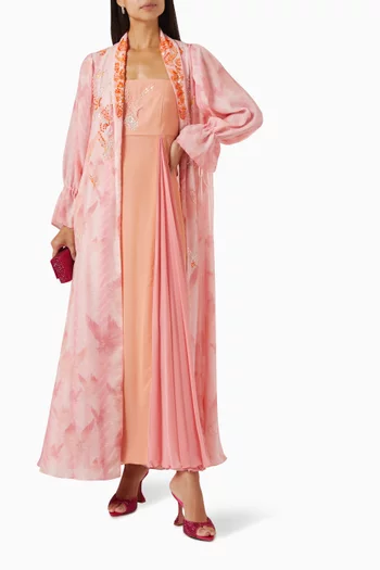 Sequin-embellished Jacket & Dress Set in Linen