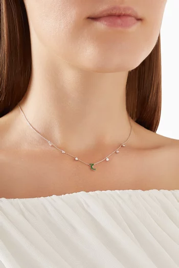 Diamond Droplets Arabic Initial Necklace in 18kt White Gold