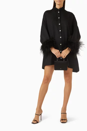 Detachable Feather Pastelle Oversized Shirt Dress