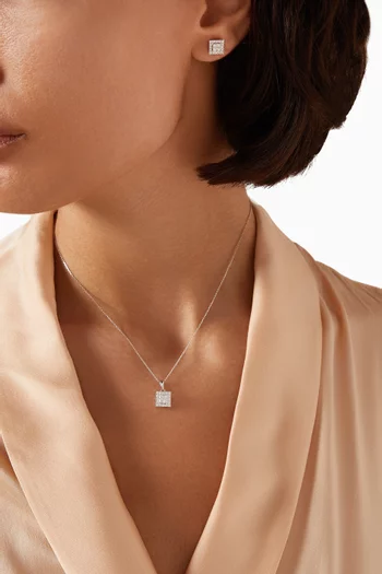 Illusion Square Diamond Pendant Necklace in 18kt White Gold