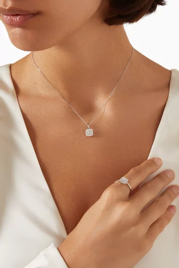 Illusion Cushion Diamond Pendant Necklace in 18kt White Gold