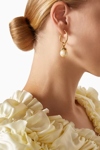 Rediscovered 1990s Vintage Faux Pearl Demi Hoop Earrings