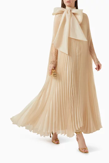 Claudina Pleated Maxi Dress in Silk-taffeta & Tulle