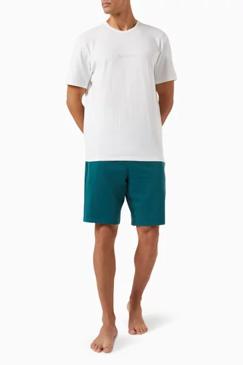 Logo Sleep Shorts in Stretch Cotton Blend Terry
