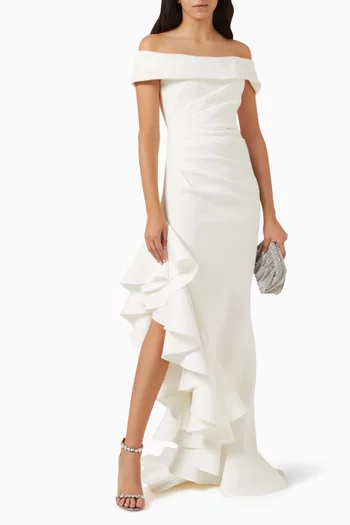 Off-shoulder Ruffle Gown