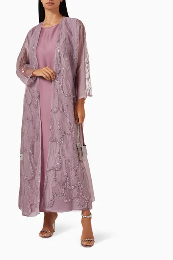 Curved05 Embroidered Abaya Set in Organza
