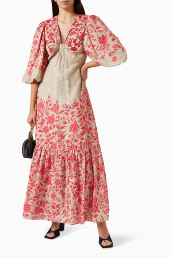 Arch-A Embellished Maxi Dress in Linen-blend