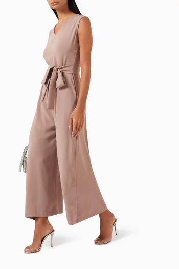 Belted Jumpsuit in Crepe
