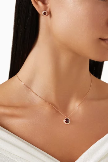 Noor Diamond & Rhodolite Garnet Necklace in 18kt Rose Gold