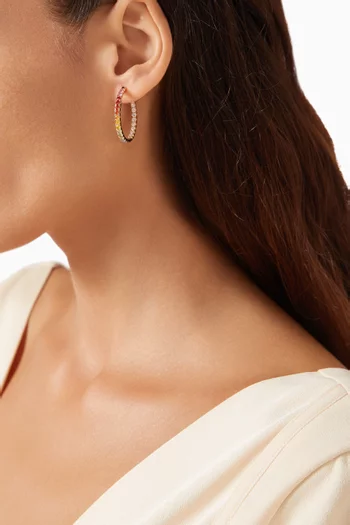 Rainbow Sapphire & Diamond Hoop Earrings in 18kt Gold