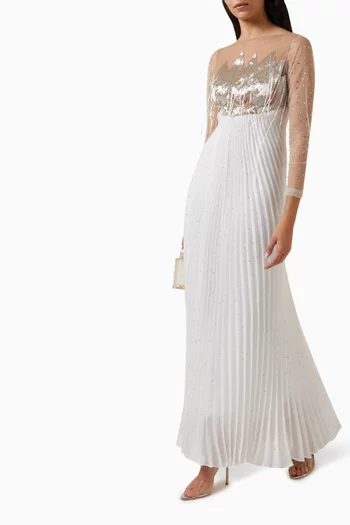 Sequin-embellished Pleated Dress