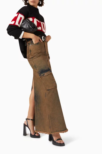 Cargo Maxi Skirt in Denim