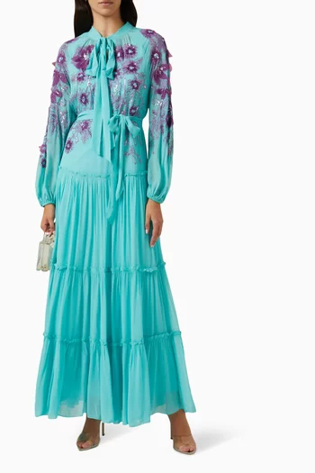 Viola Sequin-embellished Maxi Dress in Georgette