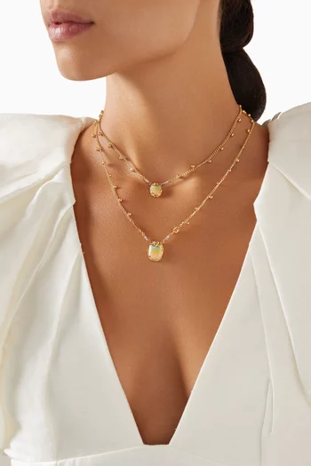 Scarab Double Pendant Necklace in 24kt Gold-plated Metal